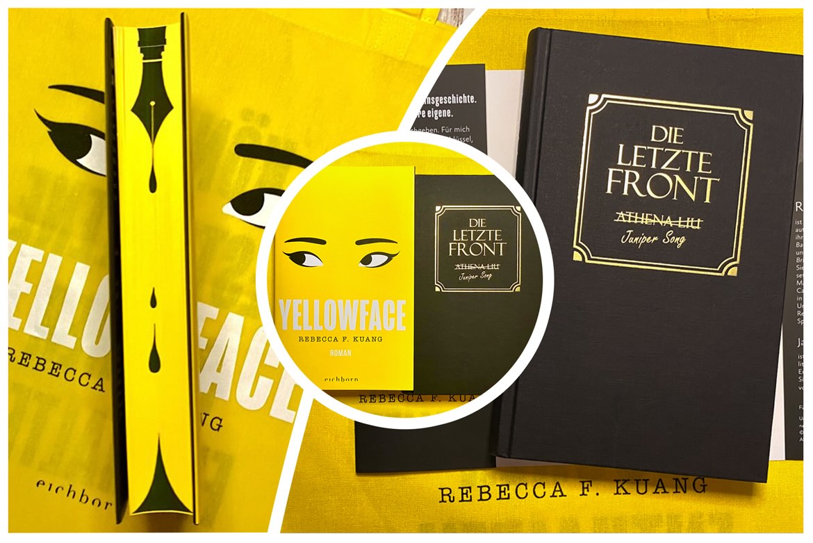 Farbschnitt und Cover von Yellowface von Rebecca F. Kuang